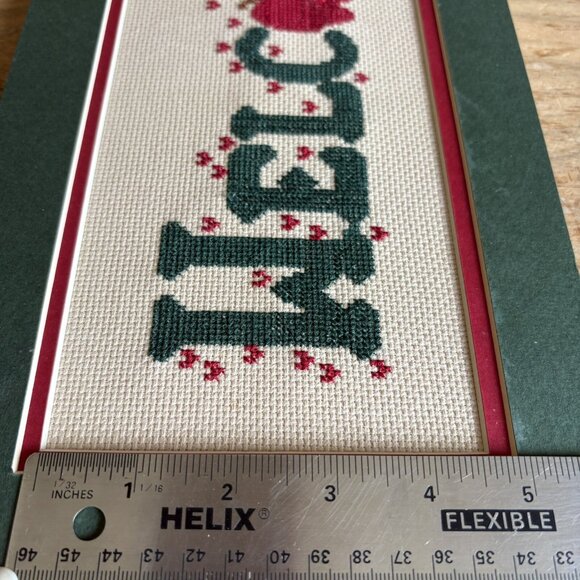 Completed Cross Stitch Welcome With Apple Double Matted No Frame READ - Picture 12 of 14